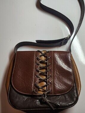 Vintage Pierre Cardin,70s Inspired Corset l,Tri-tone Leather Crossbody Bag